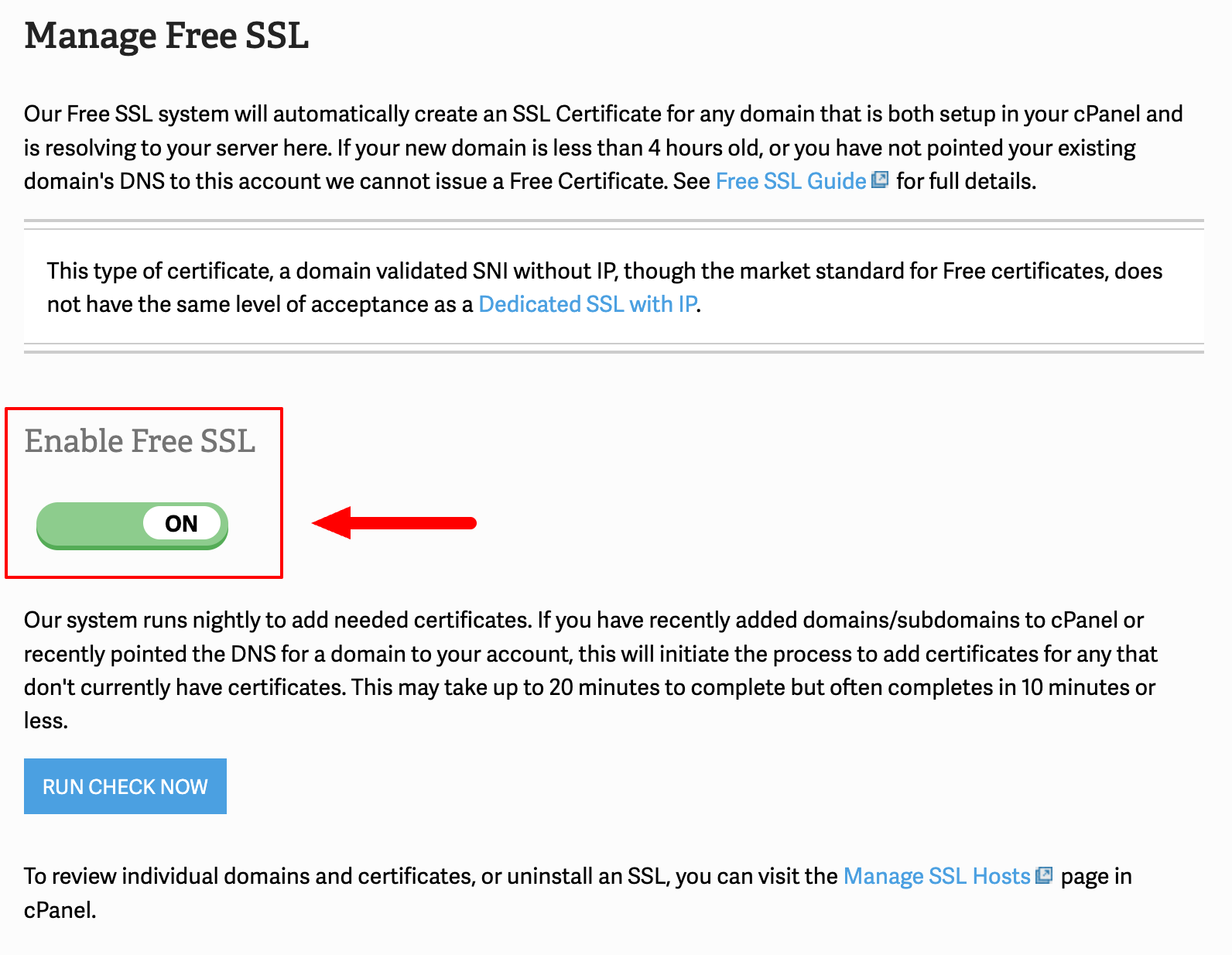 switch to activate free AutoSSL within AMP