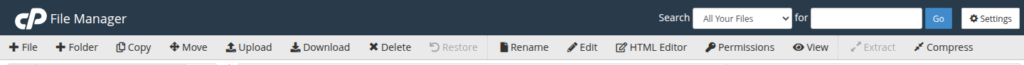 File Manager toolbar with an HTML file selected, showing the active Edit and HTML Editor buttons