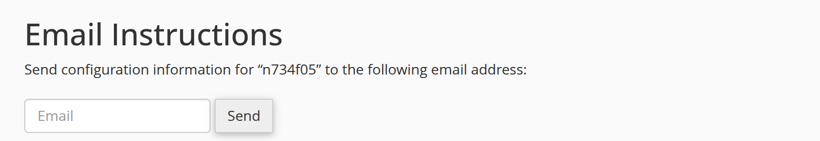 Email Instructions section in cPanel with an email address field and a Send button