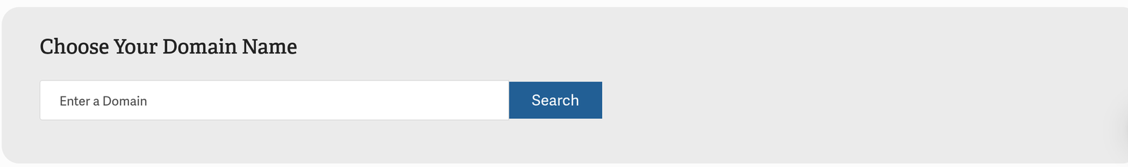 Choose Your Domain Name search box in AMP