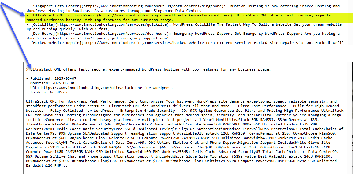 Example of InMotion Hosting's LLMs.txt file